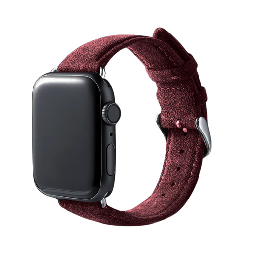 Alcantara Apple Watch Band With Buckle - Wine Red - 42/44/45/46mm & Ultra (49mm)