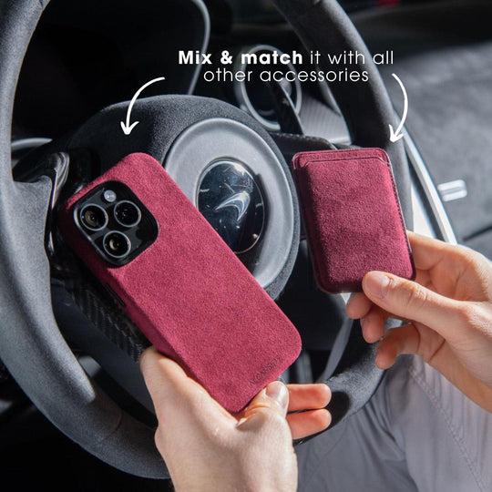 iPhone Alcantara Case + MagSafe Wallet - Red - Alcanside